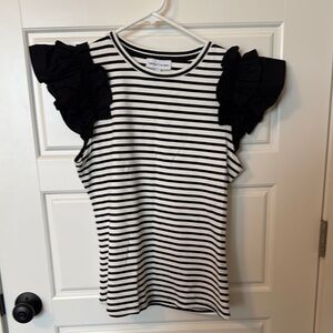 Striped Ruffle Sleeve Top